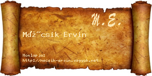 Mácsik Ervin névjegykártya