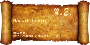 Mácsik Ervin névjegykártya