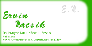 ervin macsik business card
